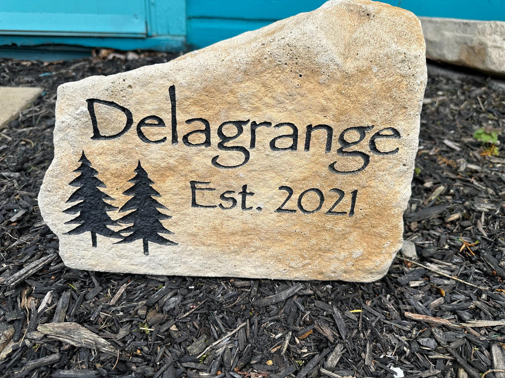 Medium Size Custom Landscape Rock | Personalized Garden Stone | Custom Address Rock | Memorial Marker | Wedding Gift | Housewarming