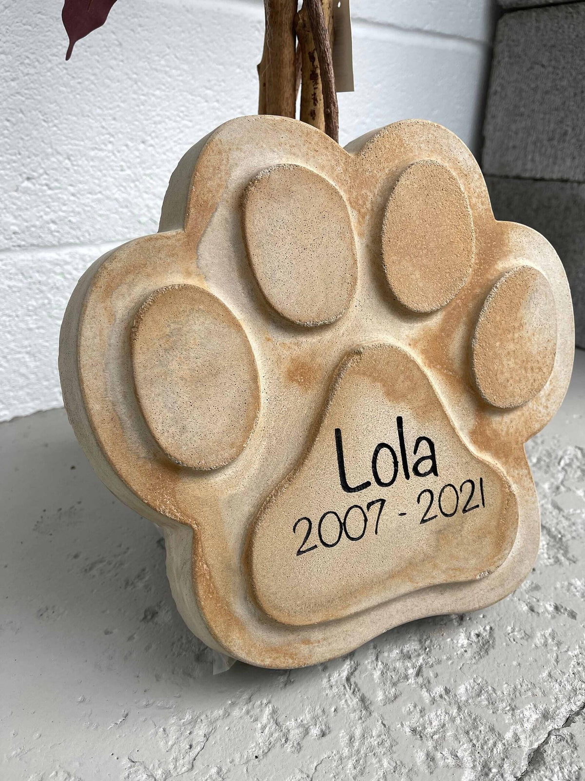 Paw Print Personalized Pet Memorial Stone | Custom Engraved Dog or Cat Memorial Garden Rock | Sympathy Gift for Loss of Pet