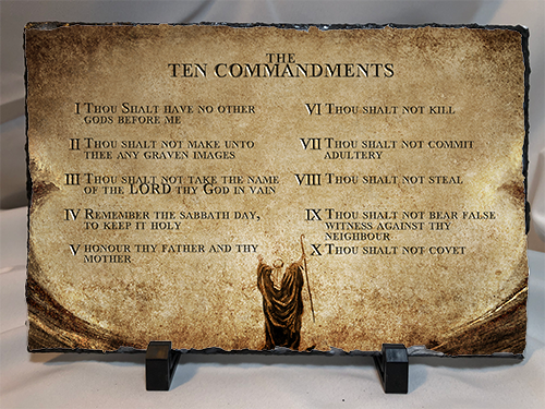10 Commandments On Stone/Slate 11.75" x 7.75"
