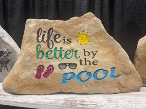 LARGE Custom CARVED Pool STONE Address Marker. Free Design, Text, Graphics & Color